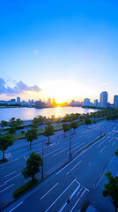 Obraz premium Sunset Cityscape Illustration