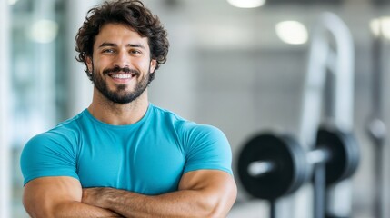 Professional personal trainer in modern gym setting. Ideal for fitness expertise, health coaching, and wellness profession content.