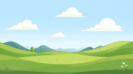 Obraz premium Serene Rolling Hills Under a Summer Sky