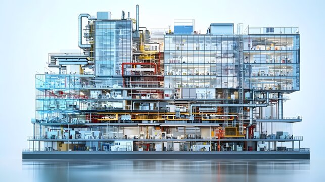 Architectural Map of Intricate Corporate Office Complex Showcasing Organizational Hierarchy and Team Workflow within a Modern Skyscraper Business Headquarters