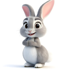 3d grey rabbit cute cartoon
