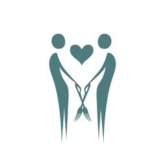 Abstract couple holding crossed forks, symbol of love and food