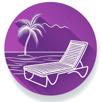 recommend clip art: Beach Relaxation Icon, Tropical Vacation, Outline Design