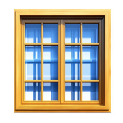 Elegant Wooden Double-Hung Window with Pane Details - High-Resolution Image
