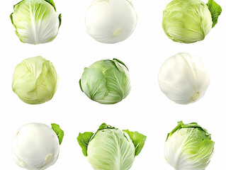 Naklejka premium Green and White Cabbage Realistic Image