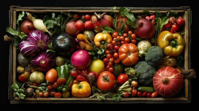 Colorful Harvest of Fresh Vegetables and Fruits