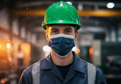 A portrait photo of a factory worker in action, with a blurred factory background, emphasizing the focus on the worker's skill and dedication.

