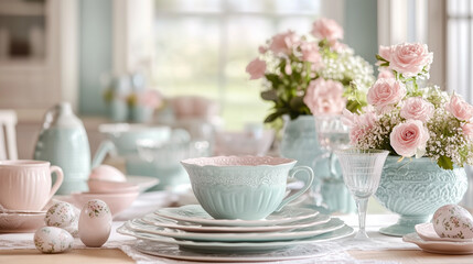 Cup of tea and flowers