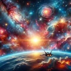 Stellar Symphony: A Cosmic Masterpiece of Galaxies and Glittering Skies