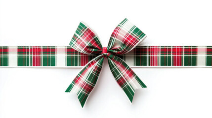Christmas Plaid Ribbon with Red and Green Bow