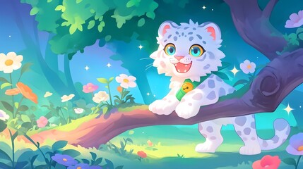 Fototapeta premium Captivating snow leopard prowling through its majestic mountain habitat showcasing the powerful presence and elusive nature of this magnificent big cat