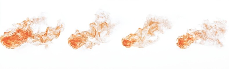 Four orange flames isolated on white, design element
