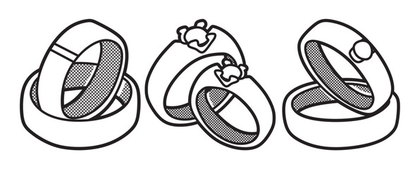 three simple wedding ring vector pictures
