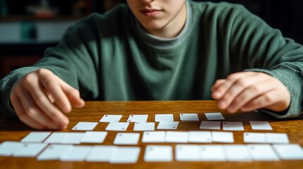 Teenager Playing Card Game at Home