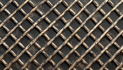 Gold metal grid texture, dark background, design element