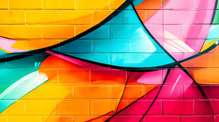 Fototapeta premium Vibrant Brick Wall Graffiti Illustration