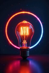 Glowing bulbs in perfect circle, intense energy , dark, glow, brilliance