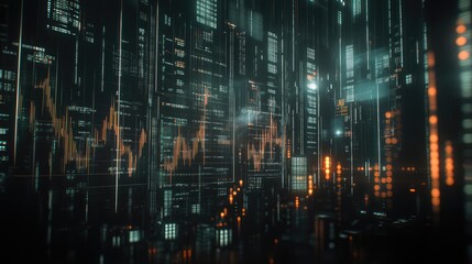 Digital Metropolis: A Futuristic Cityscape of Data Streams and Algorithmic Structures