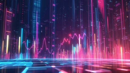 Neon Cityscape: A Futuristic Financial Market Visualization