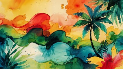  classic reggae-inspired color palette featuring warm, sunny hues of orange, yellow, and red