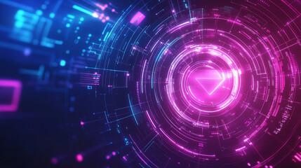 Obraz premium 5G network technology, isometric concept vector illustration. 5G symbol wireless internet and interface icons isolated on ultraviolet background with glowing neon circle. High speed internet web page