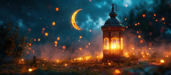 Night Lantern Moonlit Meadow Fantasy