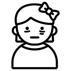 불안한 여자아이 얼굴 아이콘