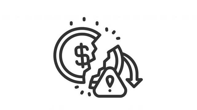 Animated decrease with coin and currency sign. Suitable for finance, employee, management, teamwork, office, leadership, leader, company, corporate, manager, employment, development and business