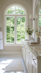 Fototapeta premium Modern bathroom design with freestanding tub and elegant decor in a serene setting