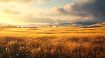 a sunset sets the sky aflame above golden wheat image