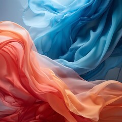 Obraz premium Abstract Fabric Swirls in Blue, Orange and Red Hues