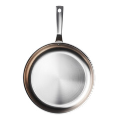 Stainless steel frying pan isolated on a transparent background