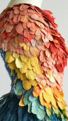 Fototapeta premium Colorful layered feathers a carnivalinspired texture closeup
