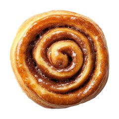 Fototapeta premium Glazed cinnamon bun roll isolated on transparent background, PNG