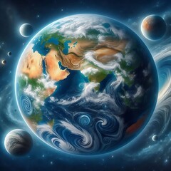 Mysteries of the Universe: Earth Surrounded by Planets in a Cosmic Landscape