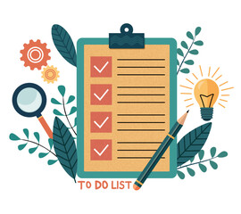 Vector illustration. Stationery, To-do list. Template for design. Flat layout.