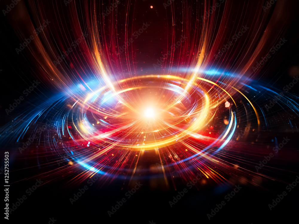 Aufkleber vibrant abstract image featuring a central bright burst of light surrounded by swirling lines of blu