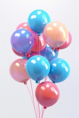 A gentle, pastel background with an array of colorful balloons for a happy greeting.