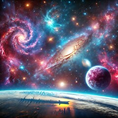 Infinite Wonders: Captivating View of Galaxies and Starry Expanses in Space