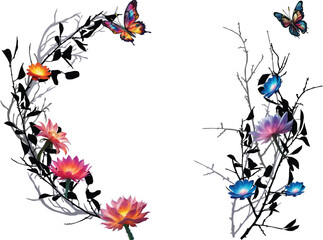 Fototapeta premium flowers two decorations isolated on white