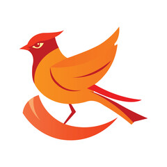 Fiery Gradient Bird Logo - Striking Abstract Vector Illustration