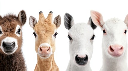 Fototapeta premium Close-up portraits of diverse baby farm animals