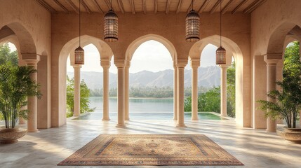 Luxurious patio overlooking lake & mountains