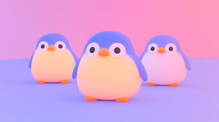 A Gaggle of Cute Penguins Waddling Together Across the Frozen Icy Landscape of the Antarctic Continent