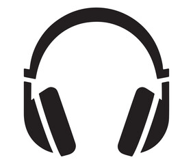 headphones isolated on white background, Black and White Headphone Silhouette Design