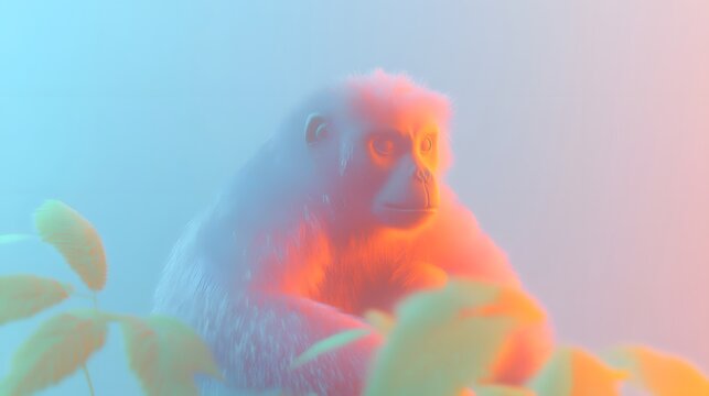 Playful and rambunctious monkeys swinging leaping and climbing through the vibrant verdant jungle canopy in a dynamic display of agility and