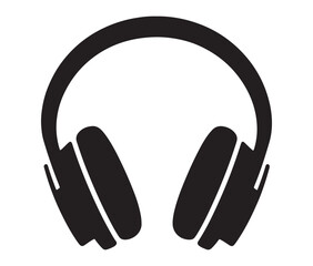 headphones isolated on white background, Black and White Headphone Silhouette Design