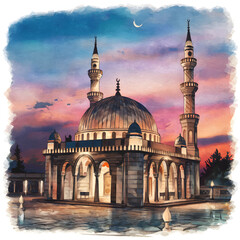 Obraz premium Mosque Painted In Watercolor