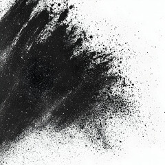 Black powder explosion on white. Graphic design element