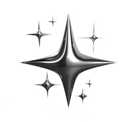 A futuristic chrome star radiating with sleek elegance, reflecting light in a crystalline metallic brilliance.